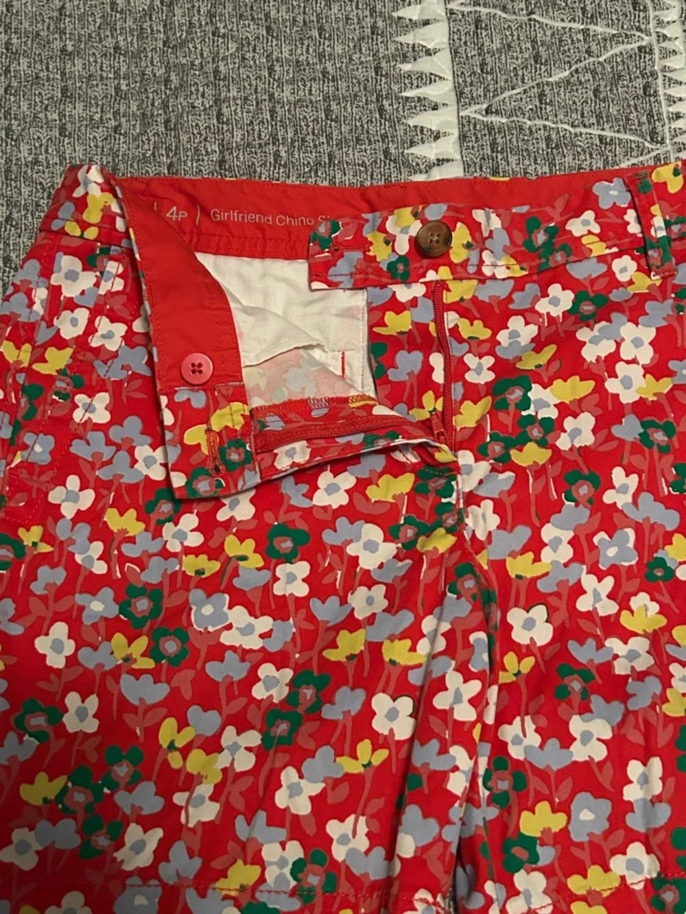Talbots Red Floral Girlfriend Chino Bermuda Shorts - Picture 5 of 5